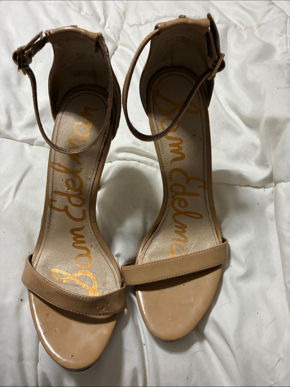 Sam Edelman Beige Ankle-Strap Heel Sandals